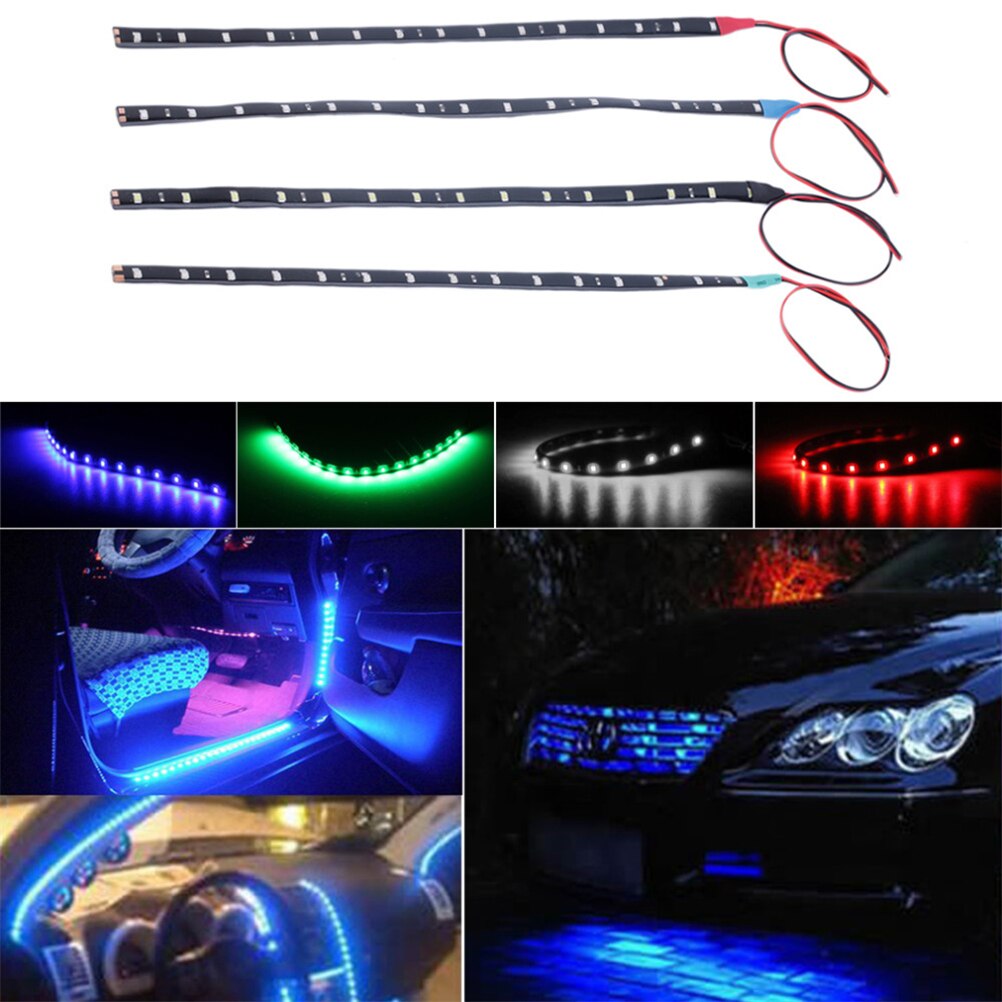 12V Car Interior Led Strip Sticker Daytime Running Lights Waterproof Flexible Car Light 4 Color