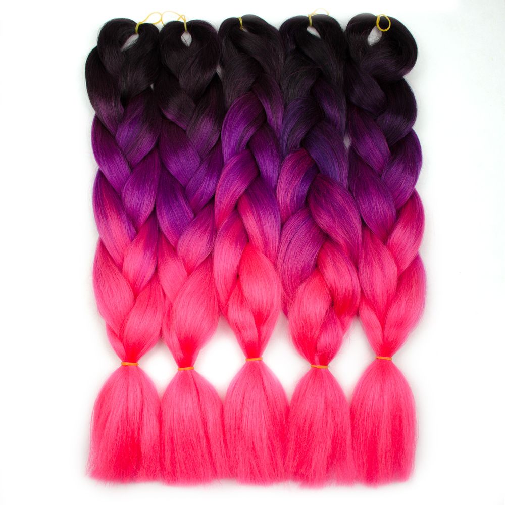 Synthetic Braiding Hair 100g 24 Inch Single Ombre Color Green Pink Yellow Blonde Braids Hair Extension Twist Jumbo MUMUPI