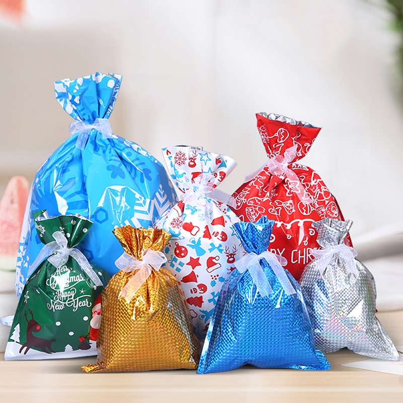 Hot Selling Fashion Christmas Tree Gift Package Snowflake Snowman Candy New Year Lucky Bag Santa Claus Unisex Bundle