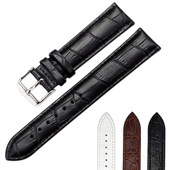 Women's Men's Unisex Faux Leather Watch Strap Buckle Band Black Brown White