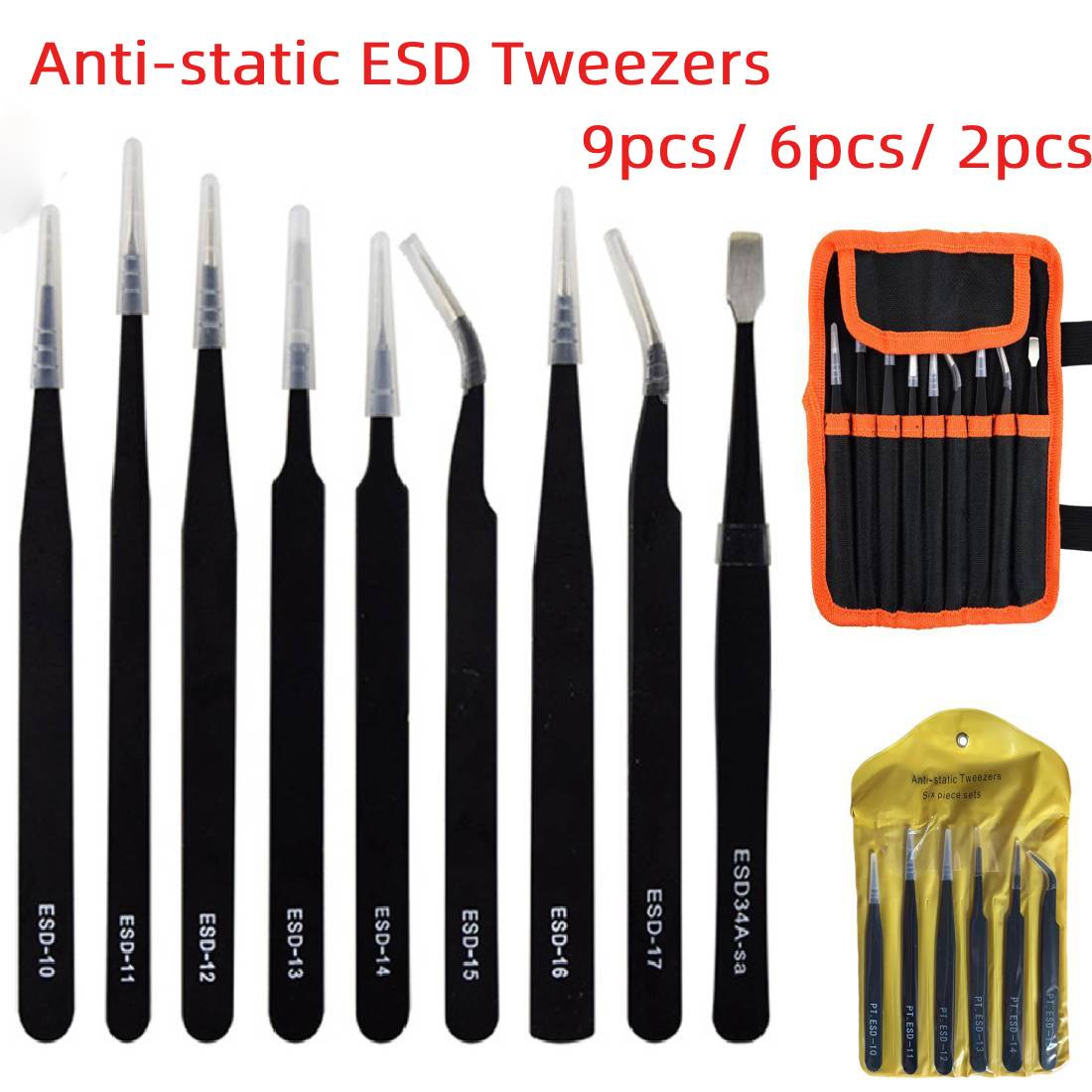 Tweezers for Soldering Tool Kit Tweezers Set Soldering Tools Anti-static Soldering Tweezers for Soldering Station Tool Kit