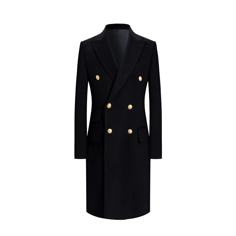 2020 Winter tailored Men's Thick cashmere Wool Coats Business Fashion Casual Long Warm Overcoat Jackets Male Clothes black M-4XL