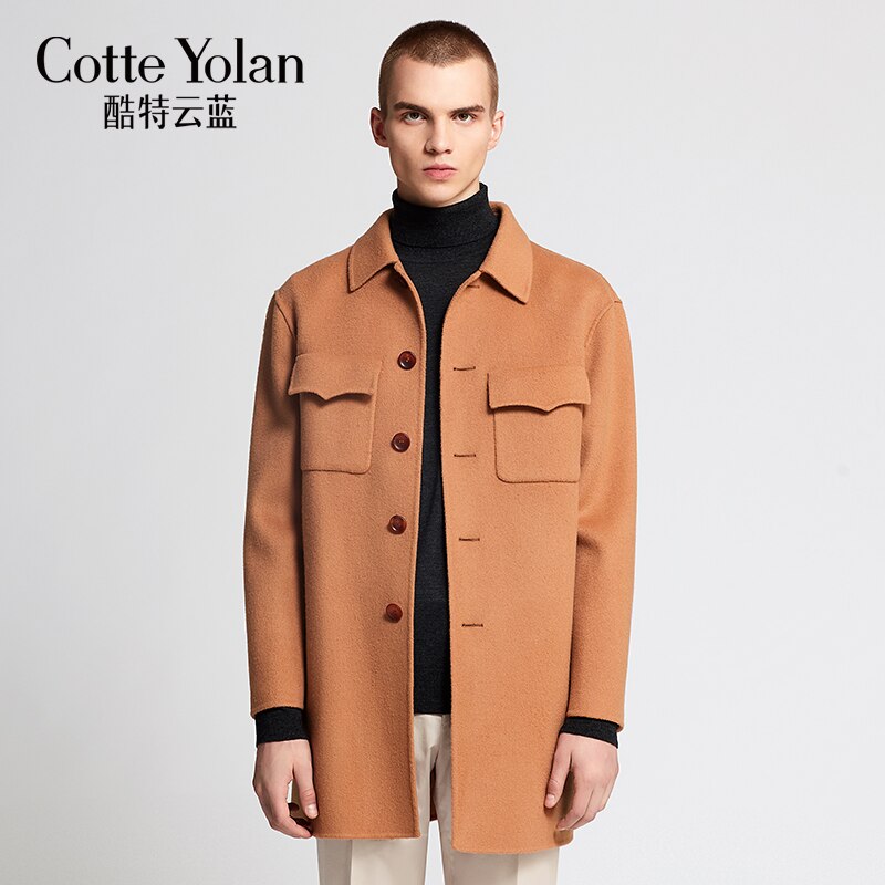 2020 Winter tailored Men's Thick cashmere Wool Coat Business Fashion Casual Long Warm Overcoat Jackets Male Clothes yellow M-4XL