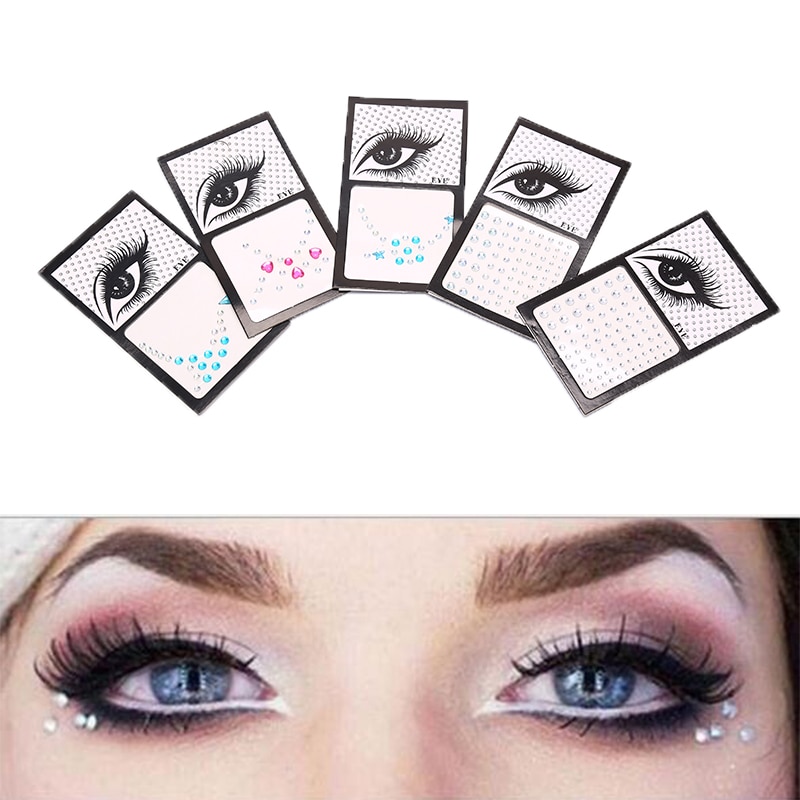 Crystal Tattoo Sticker Glitter Diamond Makeup Eyeliner Eyeshadow Face Rhinestone Sticker Jewelry Eyes Makeup Stickers 5 Colors