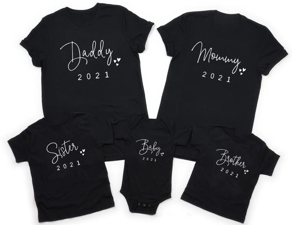 Funny Daddy Mommy Brother Sister Baby 2021 Family Matching Clothes Casual Father Son Mother and Daughter Tshirts Baby Bodysuit