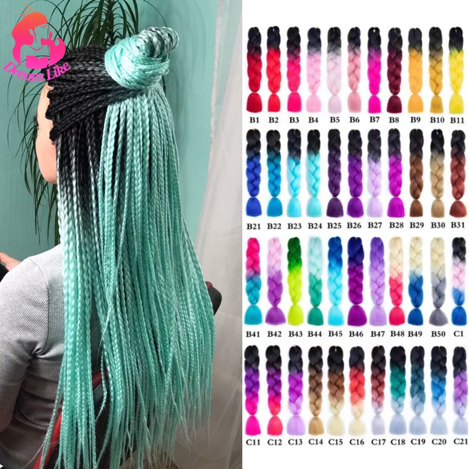 Dream Like 24 inch Ombre Color Synthetic Hair Braids Pre Stretched Wholesale Jumbo Braiding KaneKalon Hair Extensions 100g/pcs