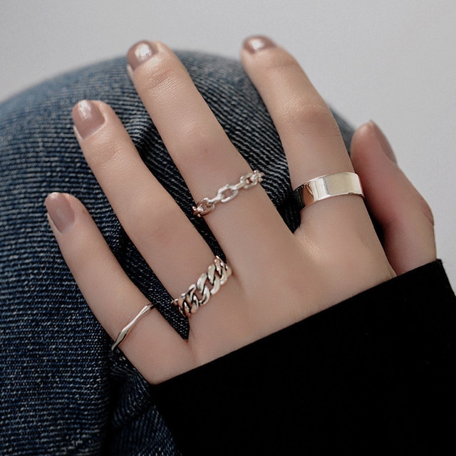 925 Sterling Silver Finger Rings for Women Minimalist Geometric Handmade Gold Color Width anillos Party Jewelry Gifts Rings