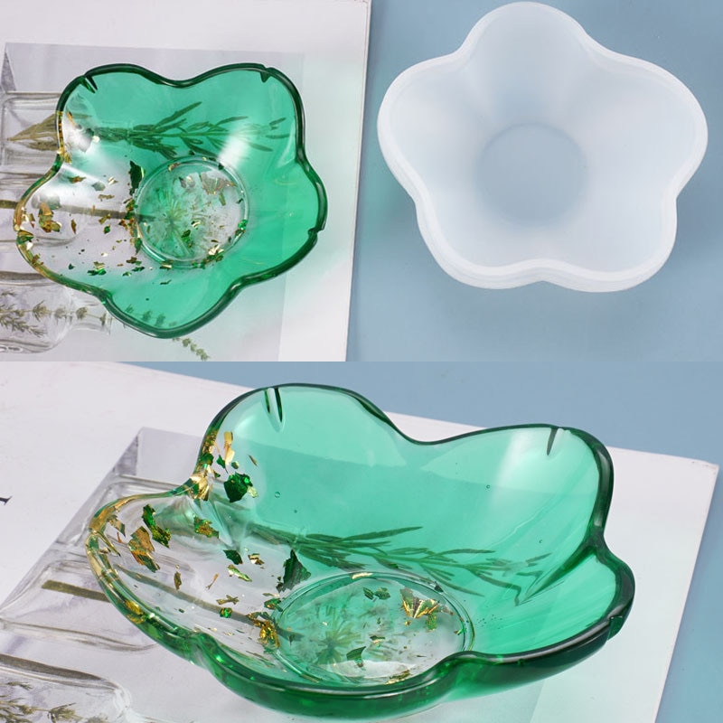 Flower Bowl Plate Resin Mold for DIY Craft Art Silicone Mould Home Decoration Handmade Tools for Resin