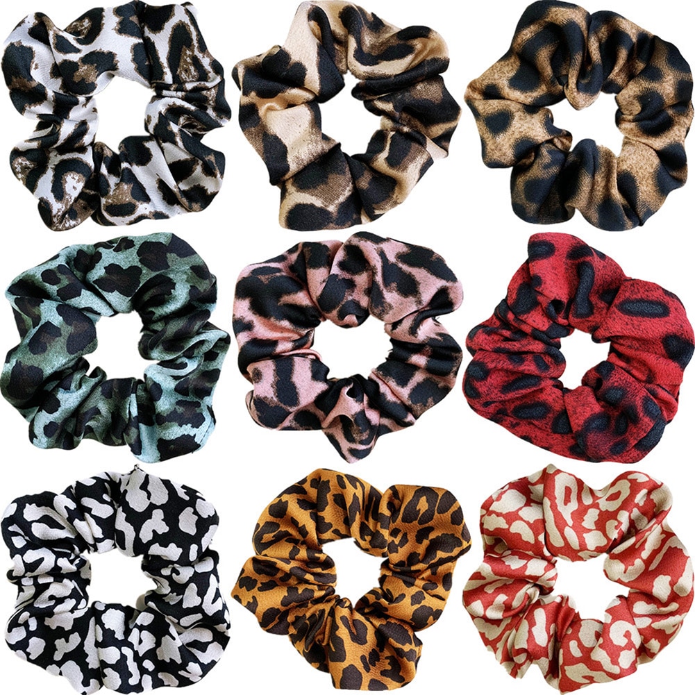 Leopard Snake Dot Print Hair Scrunchies Women Elastic Hair Ties Rope Ponytail Girls Elastic Hair Bands Hair Accessories