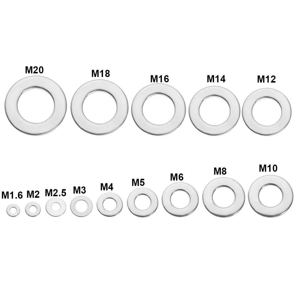 10pcs M1.6-M20 Form A Flat Washers A2 Stainless Steel Wider Large Machine Accessories Adapter Gasket Fastener Hole Adapter Ring