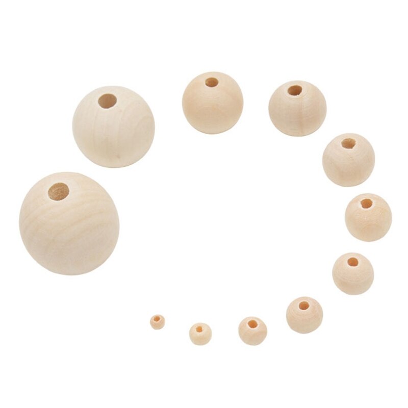 4/6/10/14/18/22/25/30/35/40mm Log Color Wooden Beads for DIY Jewelry Making Part Y4UD