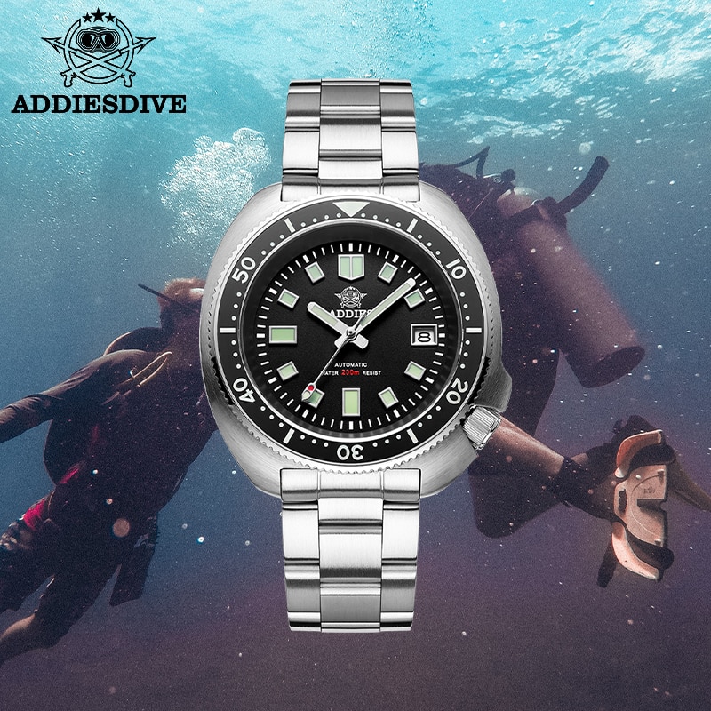 ADDIESDIVE Automatic Mechanical Watch Men Sapphire Crystal NH35 Steel Dive Watch Mechanical C3 Super Luminous Diver Wristwatches