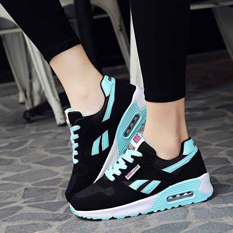 2020 Women Air Cushion Sports Shoes Outdoor Running Lace Up Ladies Shoes Woman Sneakers Tenis Feminino Casual Flats SE636