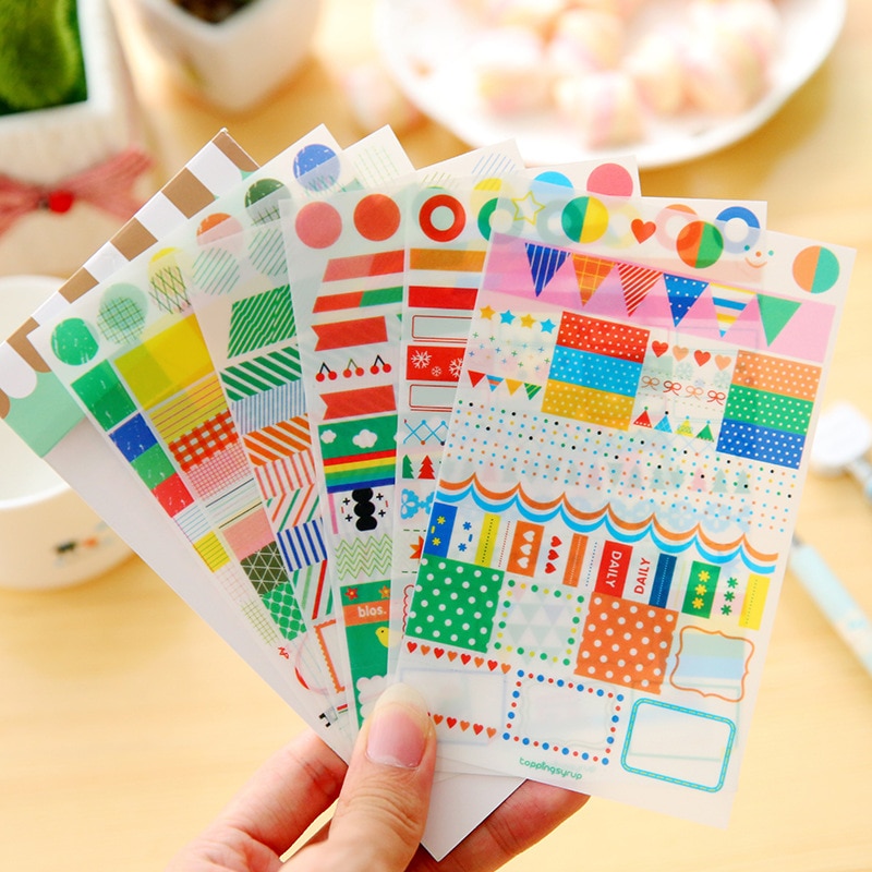 6 Pcs / Pack New Seven Cute Transparent Stickers 6 Into The Blue Label Catalog # Wanna