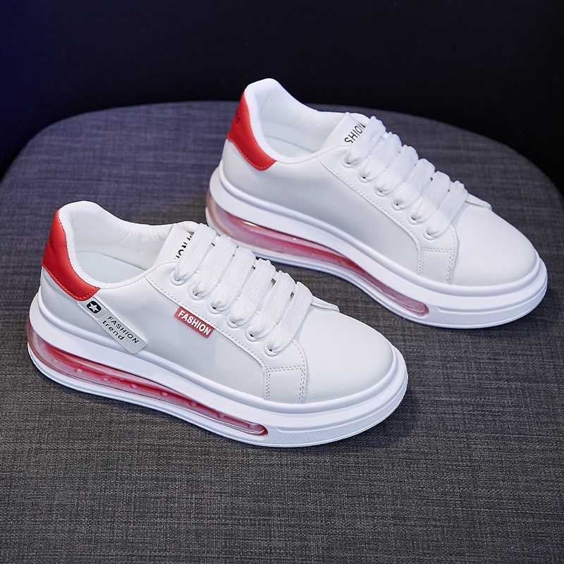 Leather Running Shoes Women Air Cushioning Sneakers White Casual Damping Non Slip Ladies Trainers Basket Walking Sports