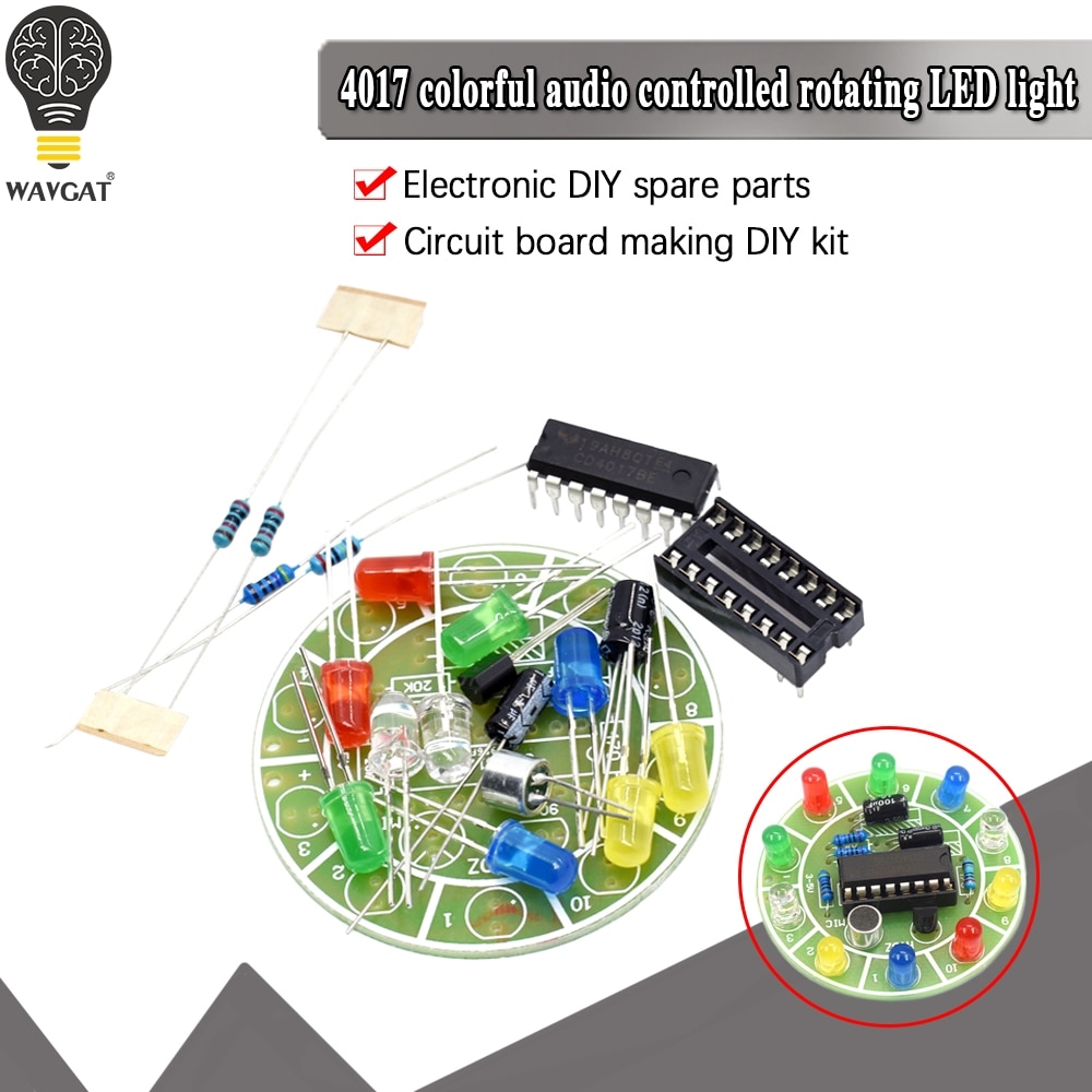 CD4017 colorful voice control rotating LED light kit electronic manufacturing diy kit spare parts student Laboratory