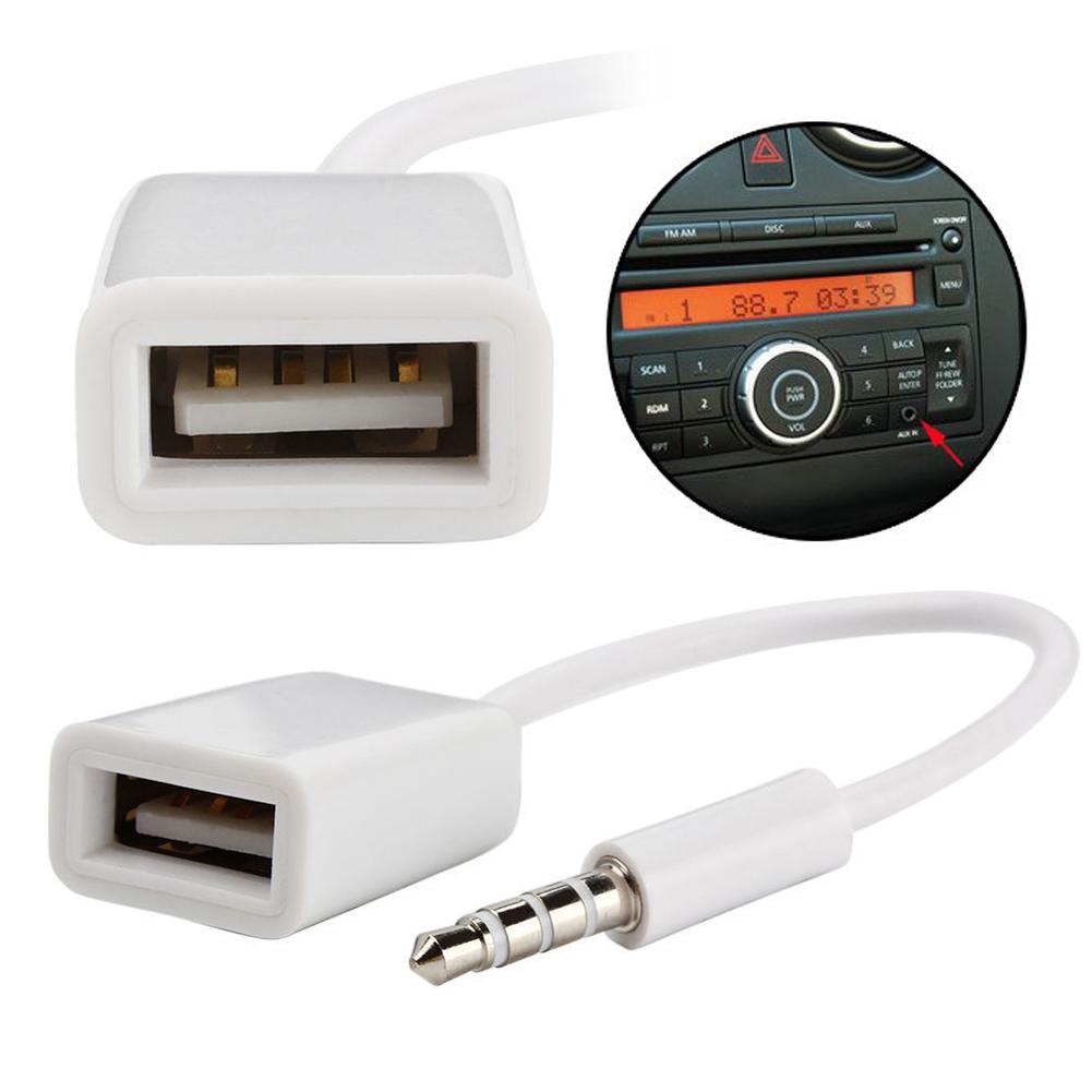 Car Auto USB Female to 3.5mm Jack AUX Male Audio Cable Converter Extension Cord Mobile Phone MP3 Car Audio Accessories