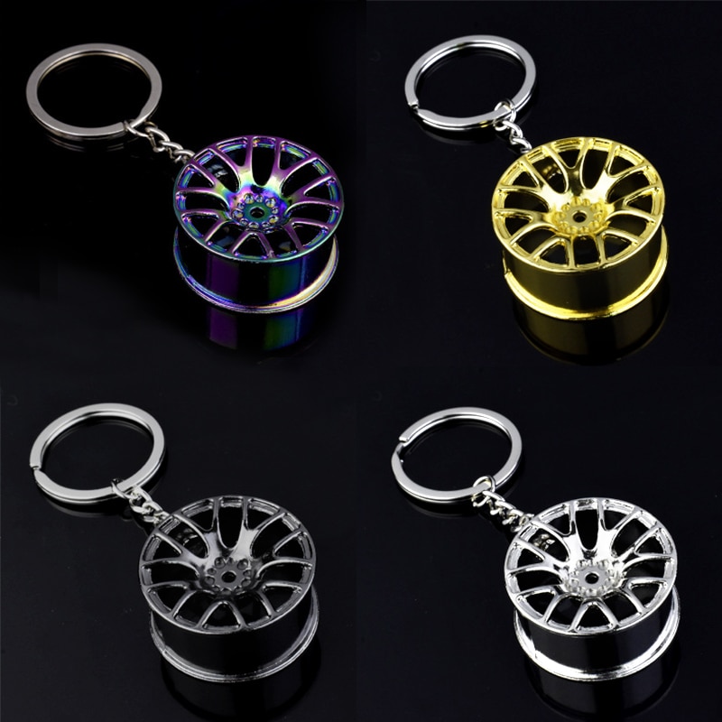 Luxury Wheel Hub Key Chain Zinc Alloy Tire Styling Car Key Ring Auto Modification Parts Key Holder For Ford Auto Accessories