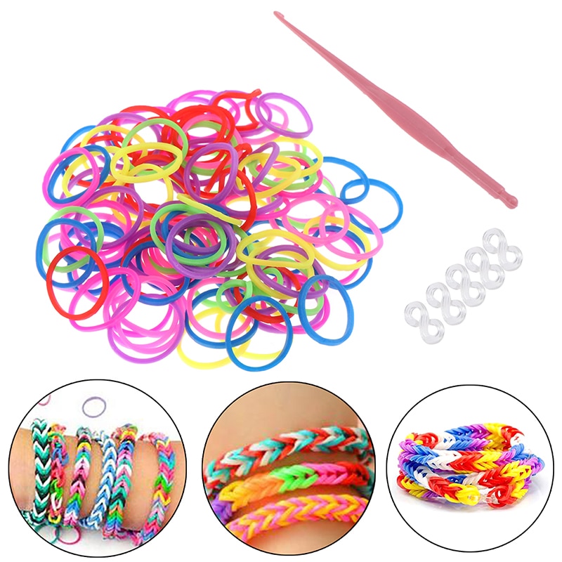 About 120pcs Rubber Loom Bands Girl Gift For Children Elastic Band For Weaving Lacing Bracelet Toy Diy Material Set