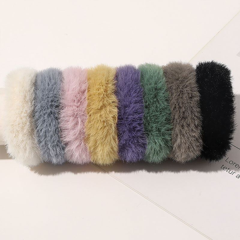 Cute Faux Fur Hair Ring Candy Color Rubber Band Simple Solid Color Soft Hair Band Furry Seamless Headband Women Hair Accessories