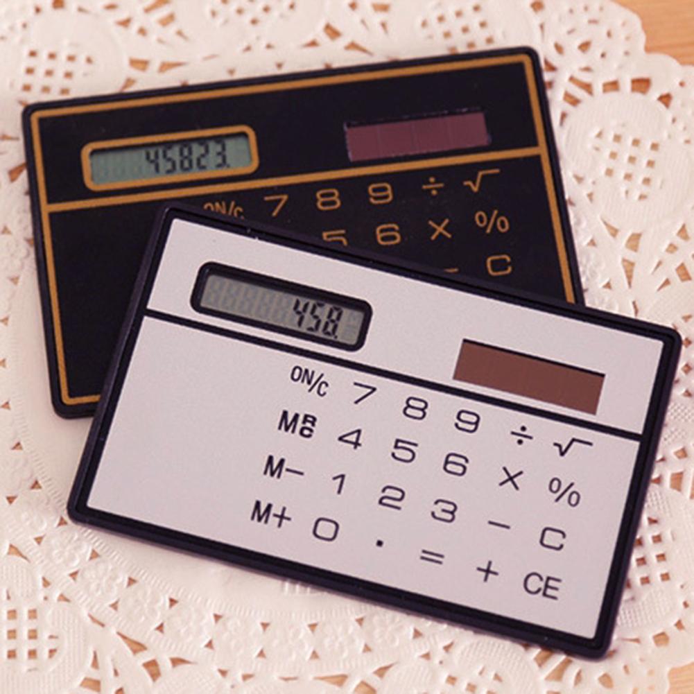 Pocket Solar Powered Slim Credit Card Sized 8 Digit Home Office Mini Calculator