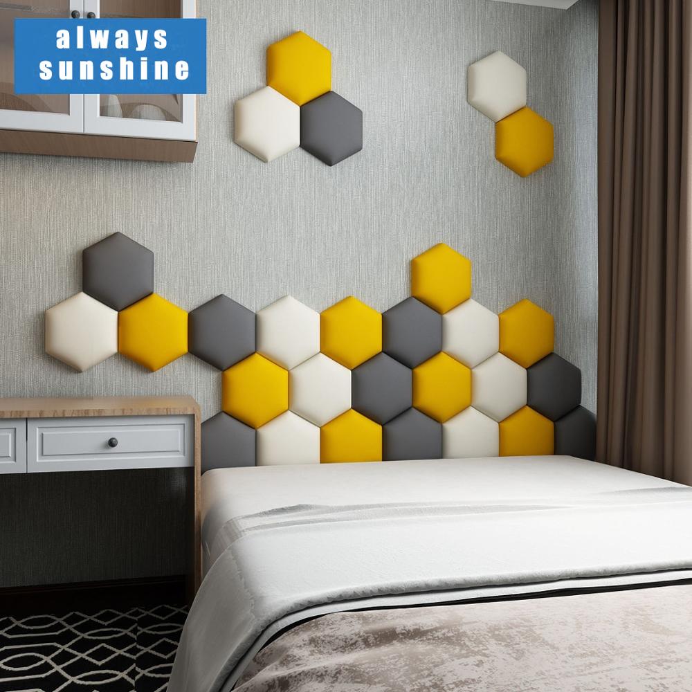 Household hexagonal headboard soft bag self-adhesive, 3D wall sticker wall background tatami decorative painting