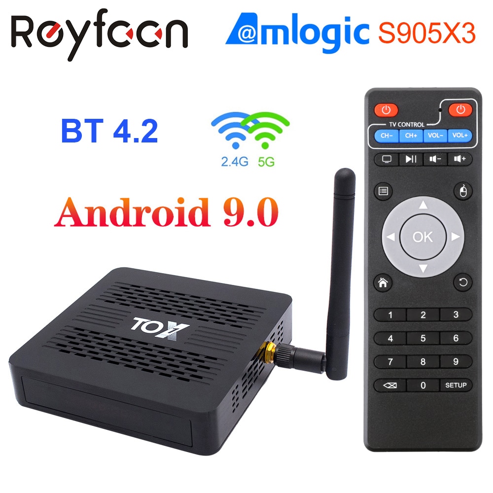 TOX1 Smart Android 9.0 TV Box 4GB 32GB Amlogic S905X3 2.4G 5G Dual Wifi 1000M BT 4.2 4K Media Player For Dolby Atmos Audio TVBox