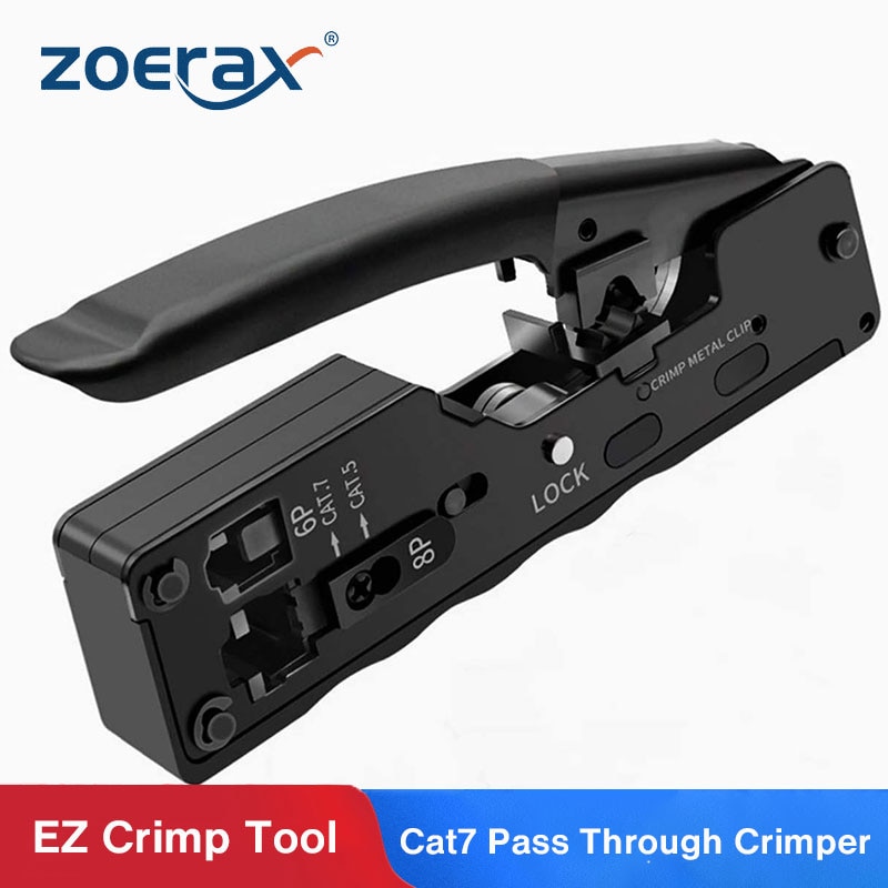 ZoeRax [Cat5 Cat6 Cat7 Pass Through Crimper] for RJ45 RJ12 RJ11 Network Connectors Modular Plugs Ethernet Cables EZ Crimp Tool