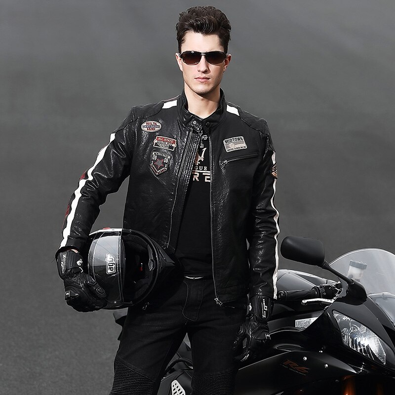 New Men's Sheepskin Flight 2021 Black Male Slim-fit Collar Genuine Coat Thin Motorcycle Leather jacket