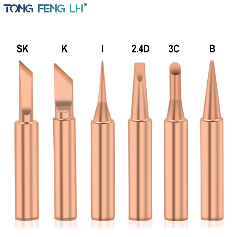 5pcs 6pcs Pure Copper 900M-T Soldering Iron Tip Lead-free Solder Tips Welding Head BGA Soldering Tools