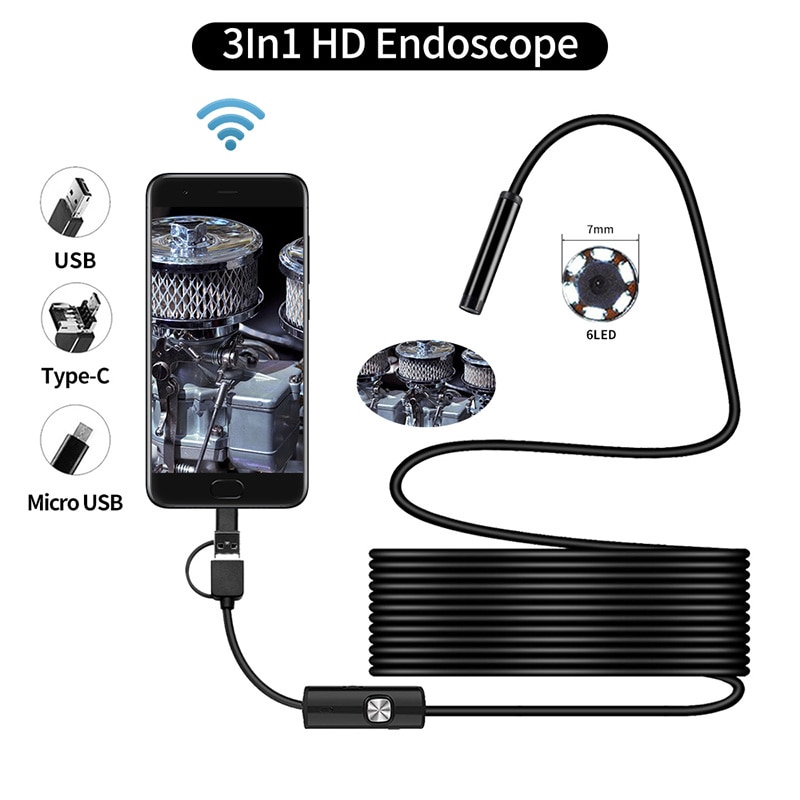 QZT Micro USB Endoscope Camera WIFI Borescope Inspection Camera Waterproof WIFI Mini Endoscope Camera For IPhone Android Phone