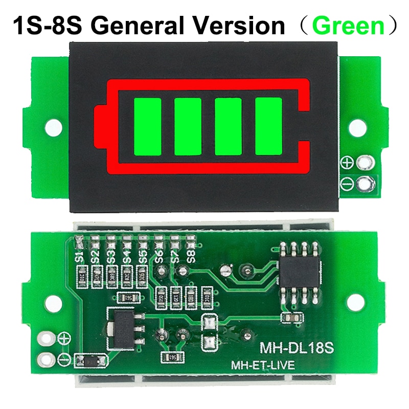 1-8S 1S/2S/3S/4S Single 3.7V Lithium Battery Capacity Indicator Module 4.2V Display Electric Vehicle Battery Power Tester Li-ion