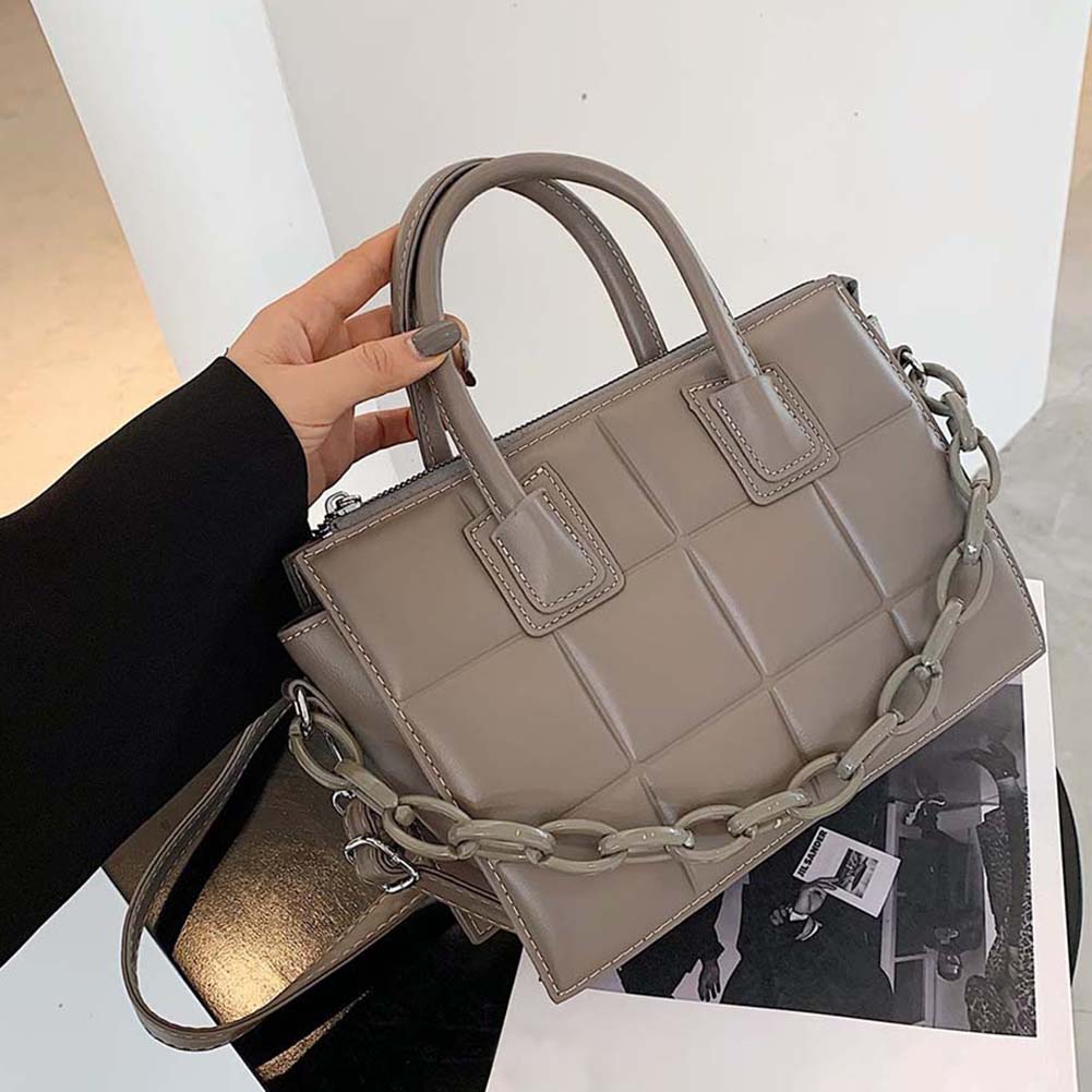 Elegant Female Plaid Tote Bag 2021 Fashion New High Quality PU Leather Women's Designer Handbag Vintage Shoulder Messenger Bag