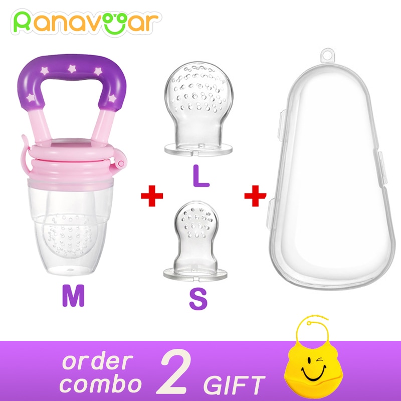 3 Size In 1 Baby Pacifier Nipple Food Fruit Milk Feeding Bottles With PP Box Nibbler Learn Drinking Water Straw Handle Teething