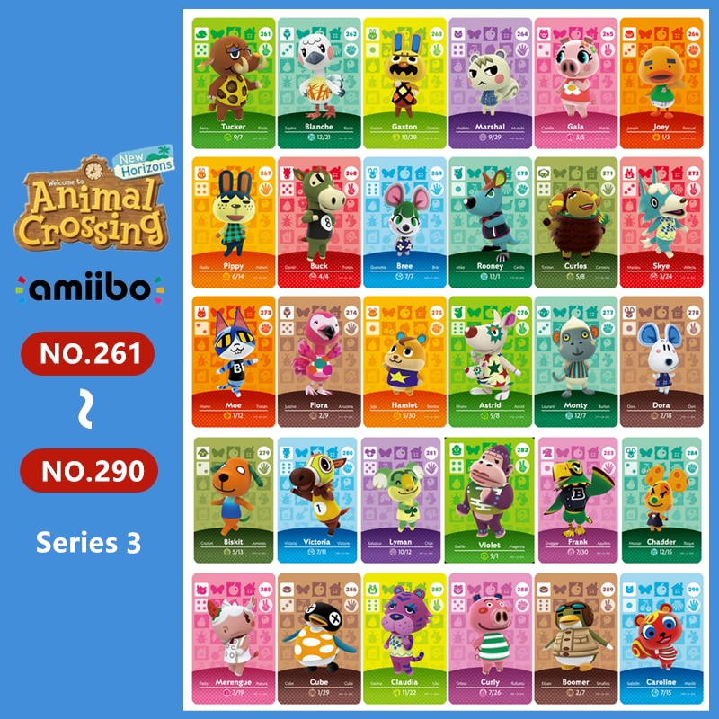 Animal Croxxing NO.261~290 Animal NFC Card Tag Ntag215 For Switch NS Games Series 3