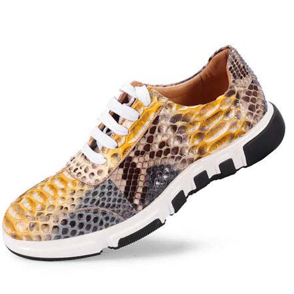 piliyuan new Snake skin men shoes Python skin trend Genuine Python leather Thick bottom male Casual shoes Men shoes