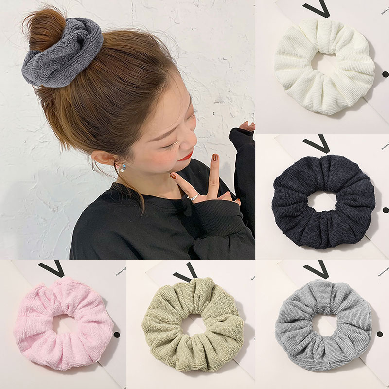 Winter Warm Soft Hair Tie Elastic Hair Rubber Bands Women Hair Ring Solid Color Absorbent Plush Hair Scrunchies Hair Accessories