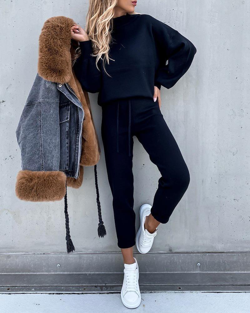 2021 New Autumn Winter Two Piece Tracksuit Set Women Oversize Sweatshirts Tracksuit Femme Casual Winter Clothes Women Tops Pants