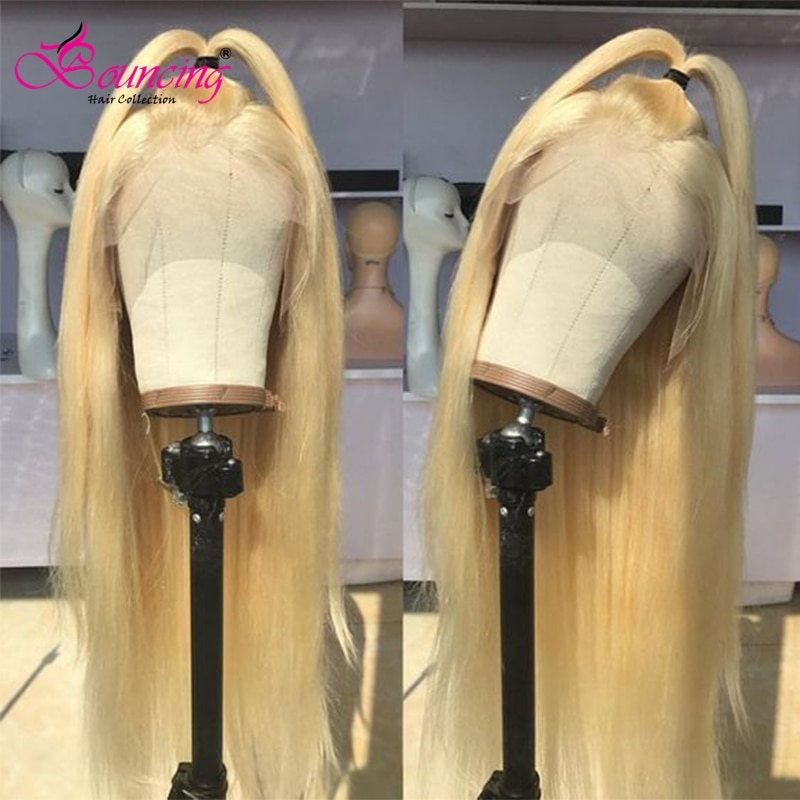Bouncing Straight Blonde Lace Front Wig Human Hair Wigs For Black Woman 200% Transparent Lace Front Wig 18-28Inch Pre Plucked