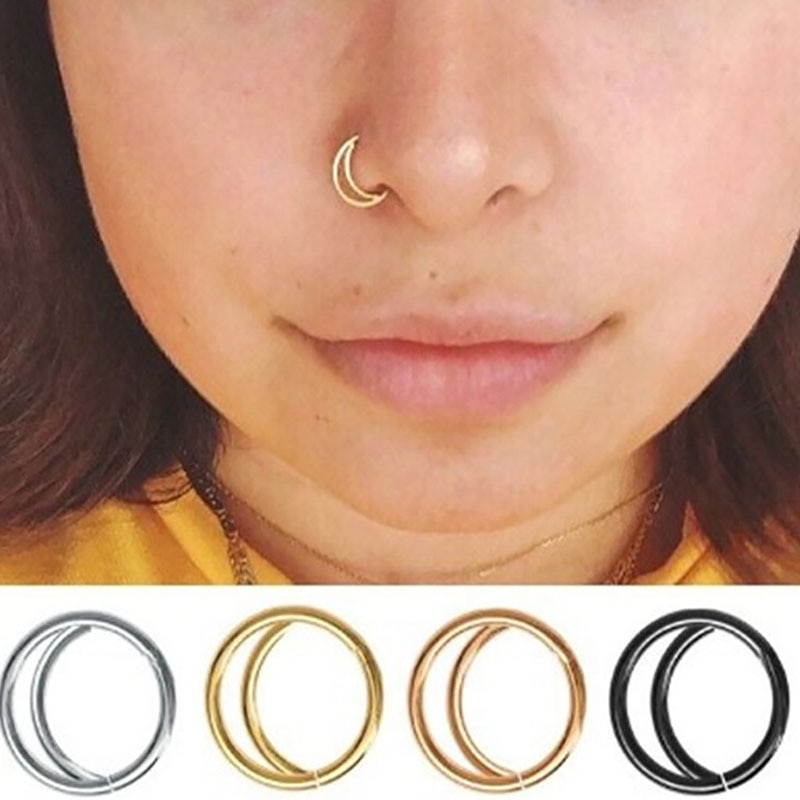 Moon Shape Nose Clip Earrings Hoop Rings 1PC Sexy Piercing Body Jewelry Colorful Fashion All-match Women Men Nose Ring