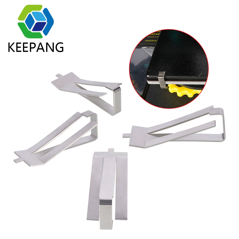 4pcs Stainless Steel Glass Heatbed Clip Clamps For Ender 3 UM2 Hotbed Glass Plate fixing clip Heated Platform Retainer