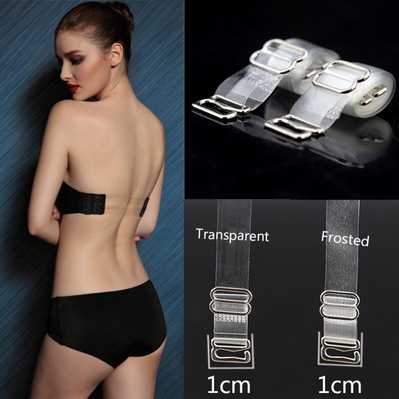 New 1Pairs Transparent Clear Shoulder Bra Strap With Metal Buckle Adjustable Shoulder Strap Invisible Underwear Accessories