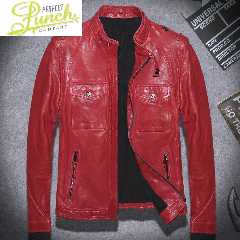 Men Men's Genuine Leather Vintage 100% Real Sheepskin Coat Biker Motorcycle Jacket Spring Autumn Chaqueta Cuero Hombre