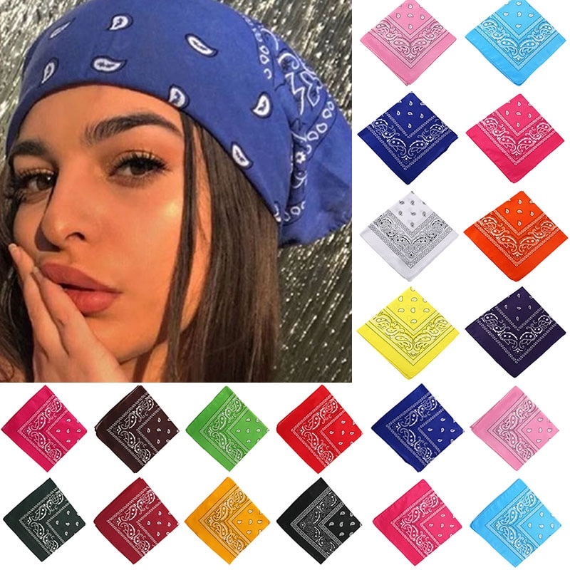 17KM Bohemian Print Bandana Hair Bands for Girls Women Kids Unisex Square Scarf Turban Headband Hair Accessories