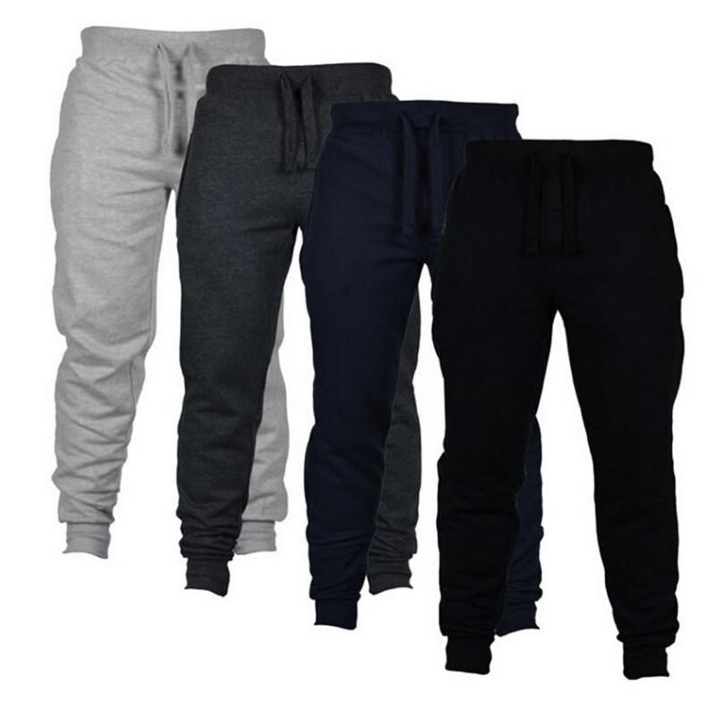 Men Jogger Solid Color Drawstring Plush Thick Warm Pants Sweatpants Trousers Casual Sports Pants Slim