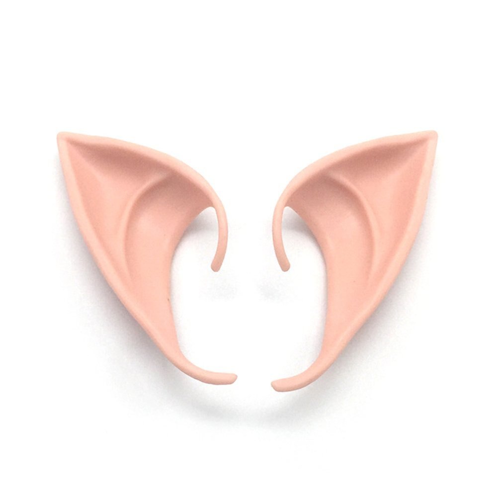 1Pair Elf Ears Halloween False Ears Cosplay Props Teeth Fangs Vampire Latex Soft Pointed Mysterious Fairy Ear Party Supplies