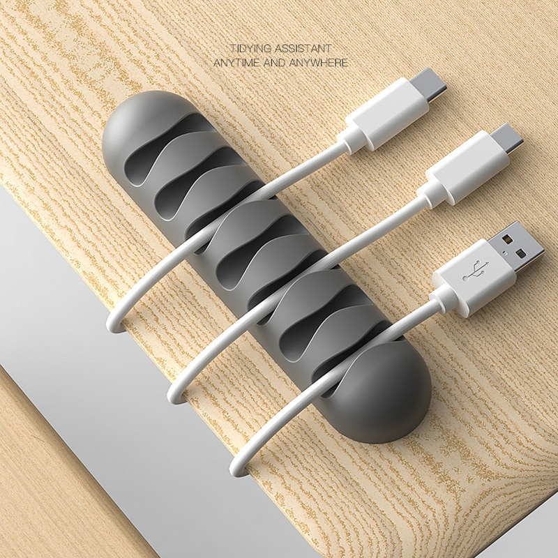 HONTUSEC Cable Management Cable Clips Cord Organizer Wire Holder System Self Adhesive Cord Holder 4/5/7 Clips Cable Winder