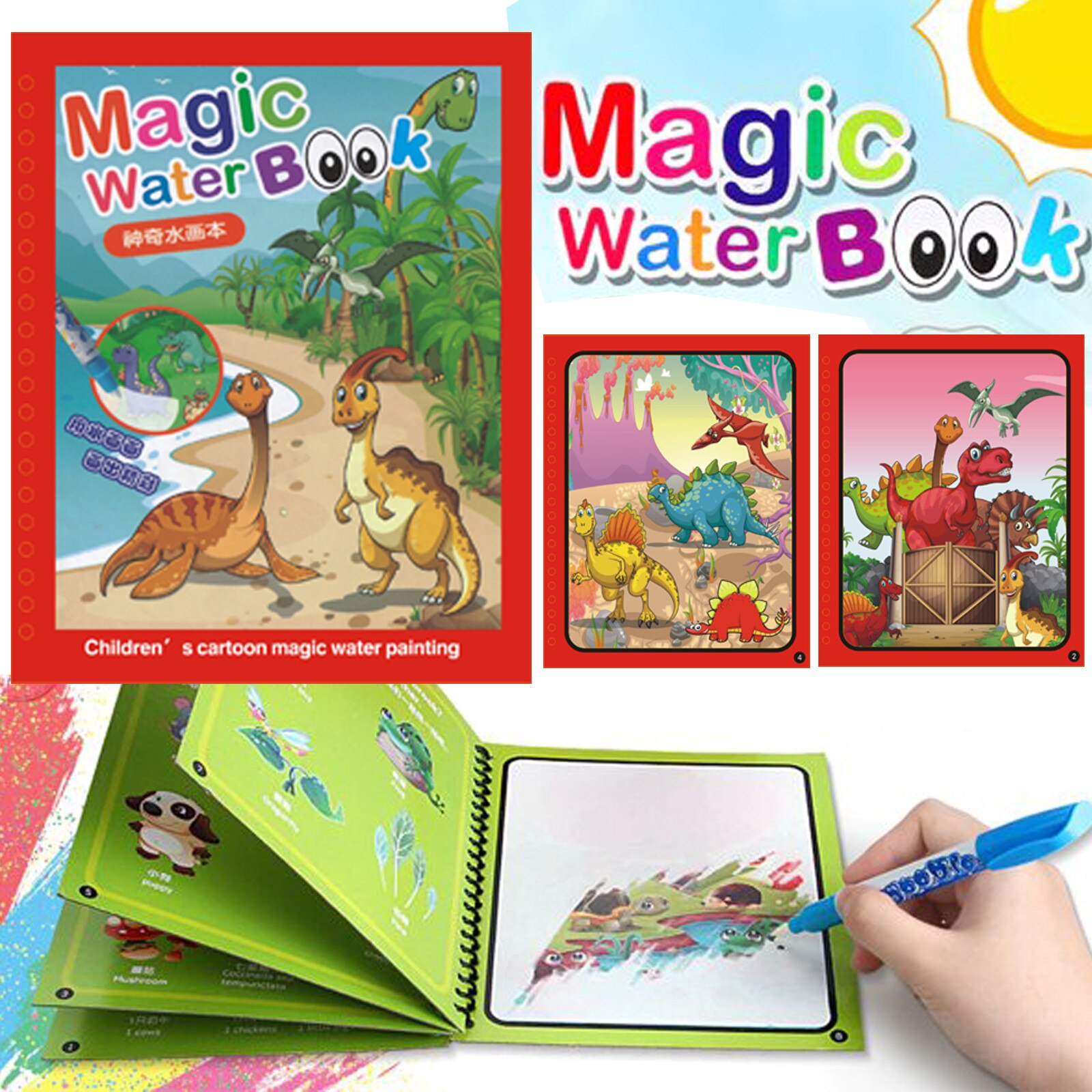 Magic Water Drawing Book Magic Water Reusable Doodle Board For Kids Painting Kindergarten Puzzle Picture Book Children's Gifts