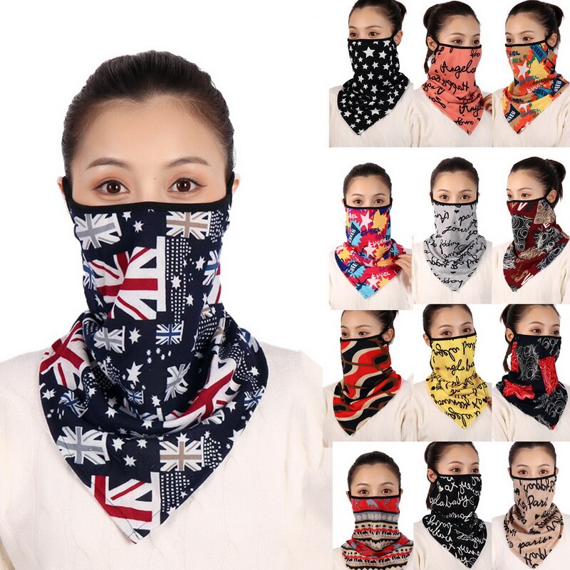 Women Print Face Scarf Winter Spring Mask Female Bandana Designer Warm Foulard Cotton Soft Neck Scarves Ring Wraps Cover 2020