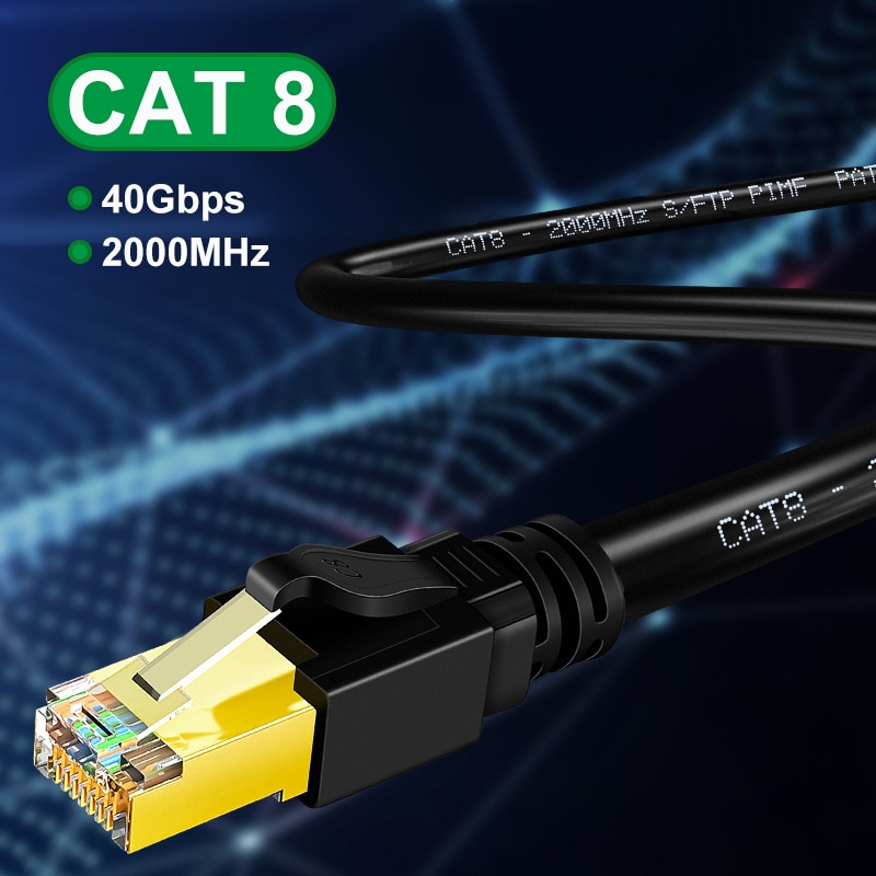 Tomtif Ethernet Cable Rj45 Cat7 Cat8 Lan Cable Double Shielded Wire CAT 8 40Gbps 2000MHz Networking Cord For Laptops PS 4 Router